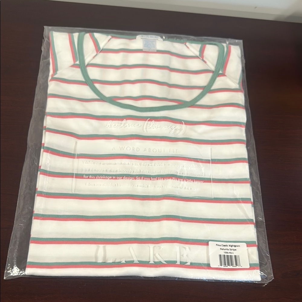 NWT Lake Pima Classic Nightgown Petunia Stripe Small